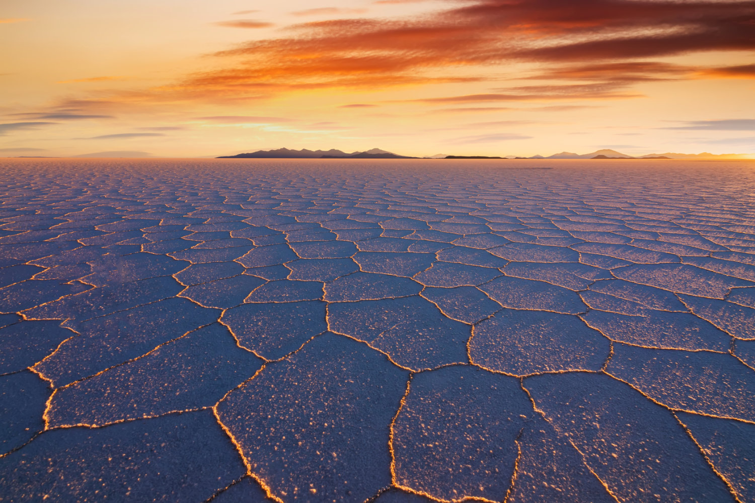 Sunset at Salar de Uyuni, Aitiplano, Bolivia